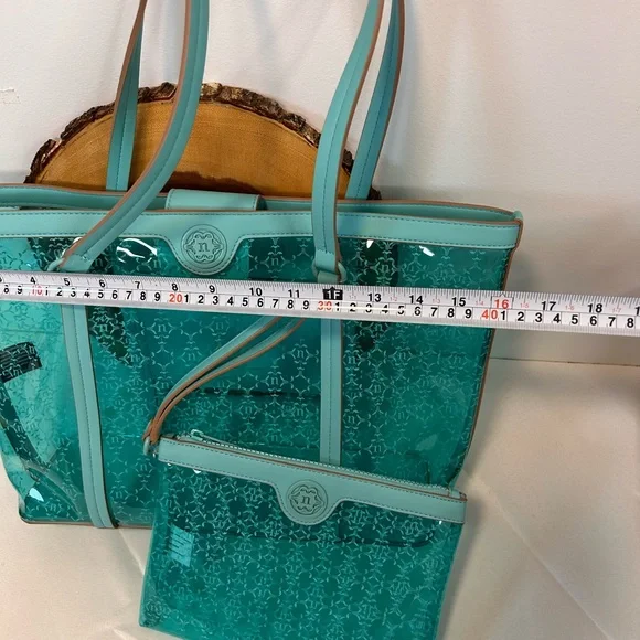 Nanette Lepore Maxine clear vinyl tote‎ with wristlet pouch aquatic blue color - Picture 4 of 13
